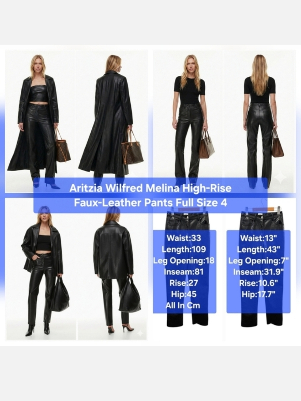 Aritzia Wilfred Melina High-Rise Faux-Leather Pants Full Size 4
